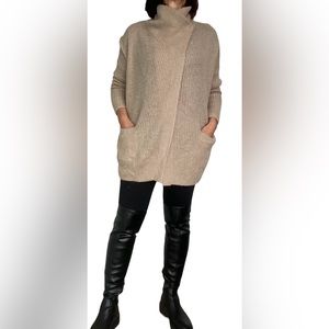 Abercrombie & Fitch oversized loose cardigan beige/tan open front, mohair blend